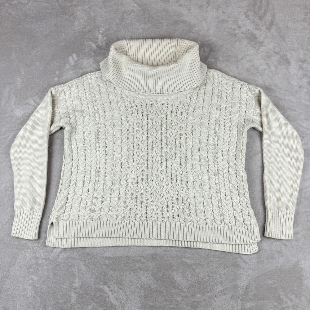 American Eagle Sweater Womens XL Ivory Cable Knit Cowl Neck Pullover Cozycore